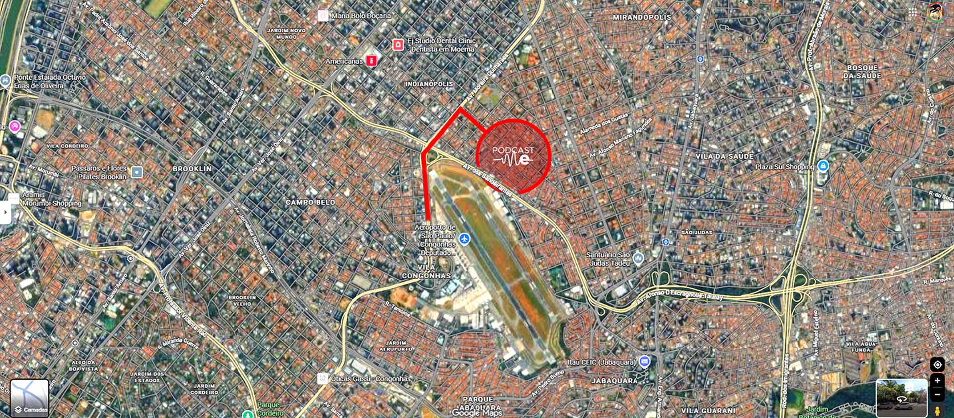 Localização do estúdio de podcast em SP - Próximo ao Aeroporto de Congonhas